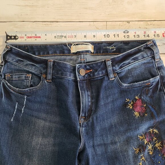 Sundance Magnolia Hand Painted Straight Leg Jeans 29 Boho Feminine - Picture 5 of 11